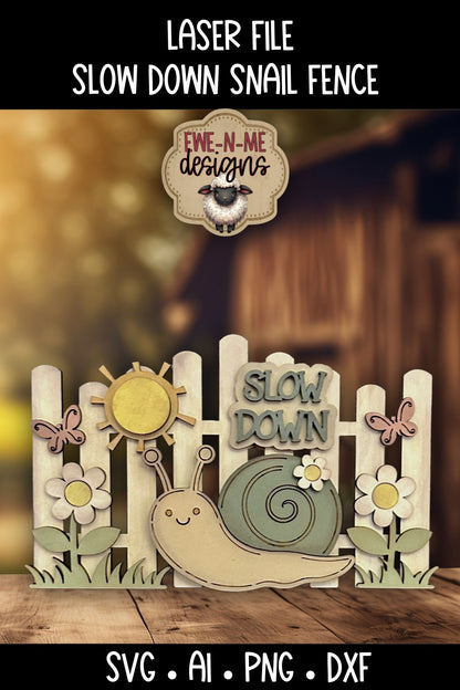 Slow Down Snail Fence | Laser Cut SVG File