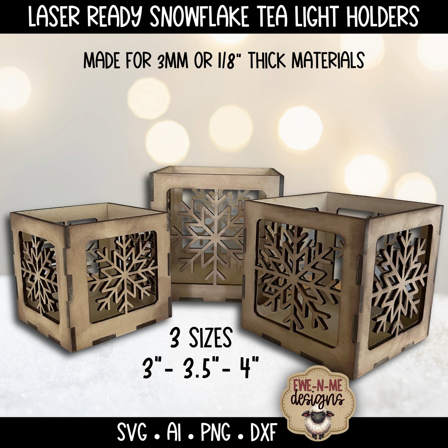 Snowflake Tealight Holder - 3 Sizes | Laser Cut SVG File
