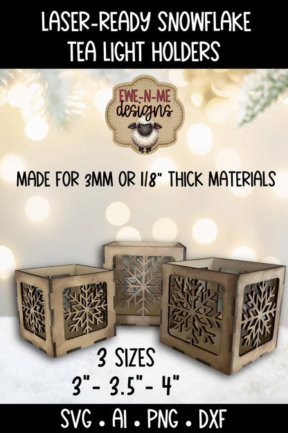 Snowflake Tealight Holder - 3 Sizes | Laser Cut SVG File