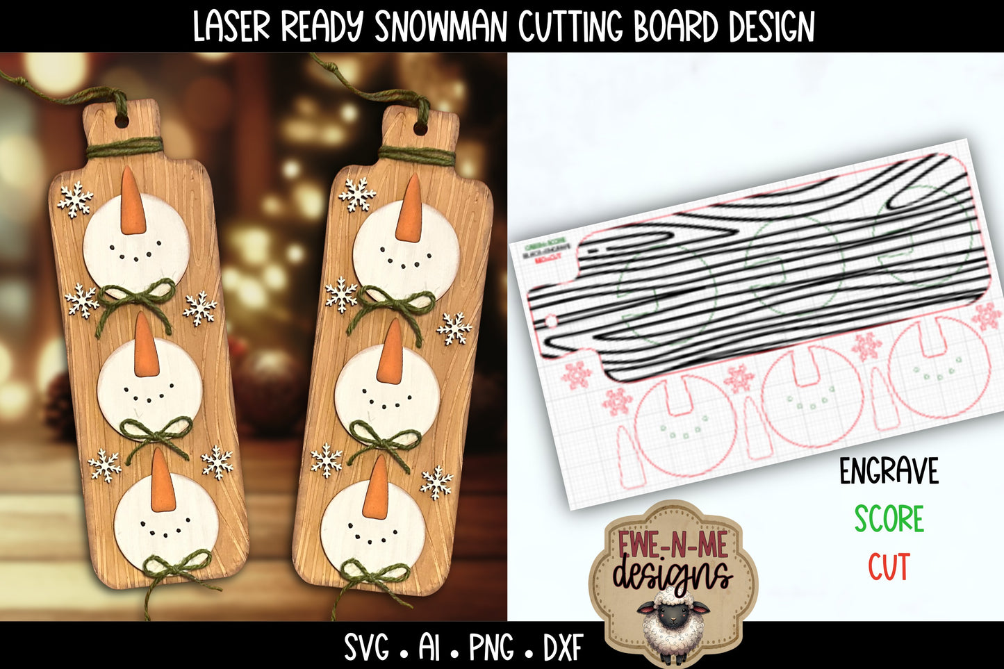 Snowman Cookie Board | Laser Cut SVG File
