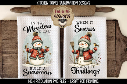 Holiday Snowmen #2 - Bundle of 16 - Kitchen Towel Sublimation Designs