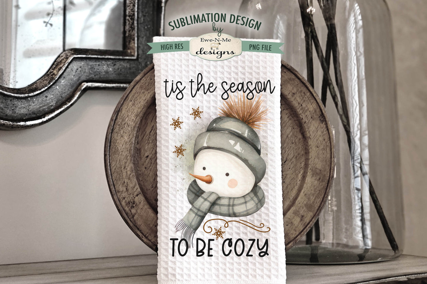 Tis The season Snowman- Kitchen Towel Sublimation Designs