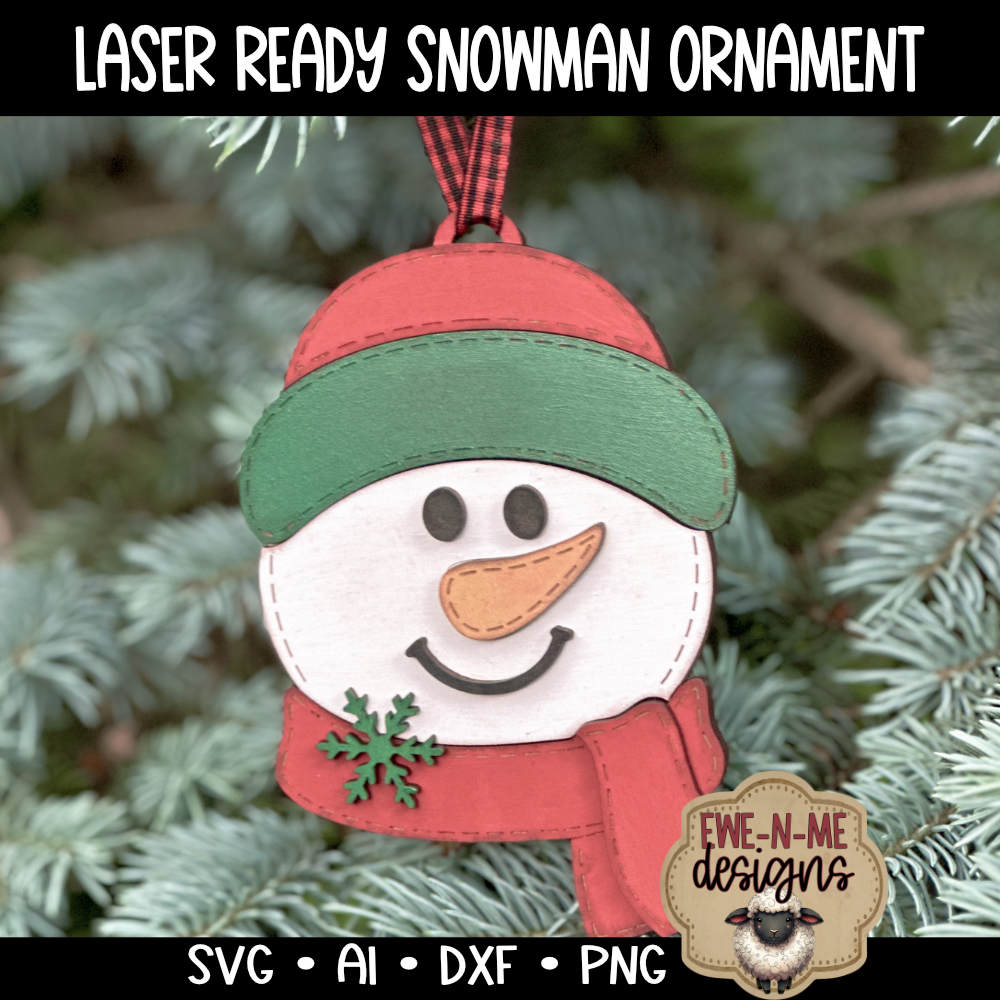 Snowman Face Ornament - Laser Cut SVG
