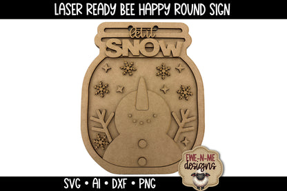 Let It Snow Snowman Mason Jar - Laser Cut SVG