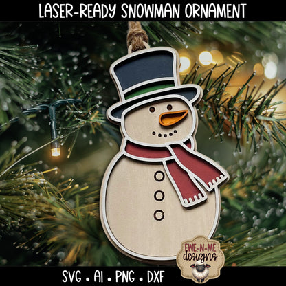 Snowman Ornament Laser Ready SVG | Laser Cut SVG