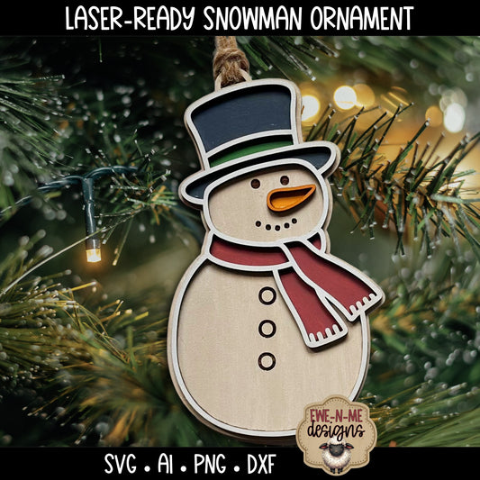 Snowman Ornament Laser Ready SVG | Laser Cut SVG