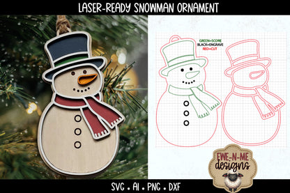 Snowman Ornament Laser Ready SVG | Laser Cut SVG