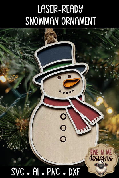 Snowman Ornament Laser Ready SVG | Laser Cut SVG
