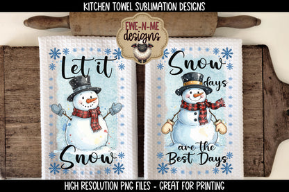 Holiday Snowmen #2 - Bundle of 16 - Kitchen Towel Sublimation Designs