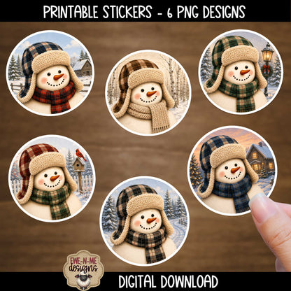 Trapper Hat Snowman Ornament Bundle | Laser Cut SVG File + Printable PNG Files with Bonus Sticker File