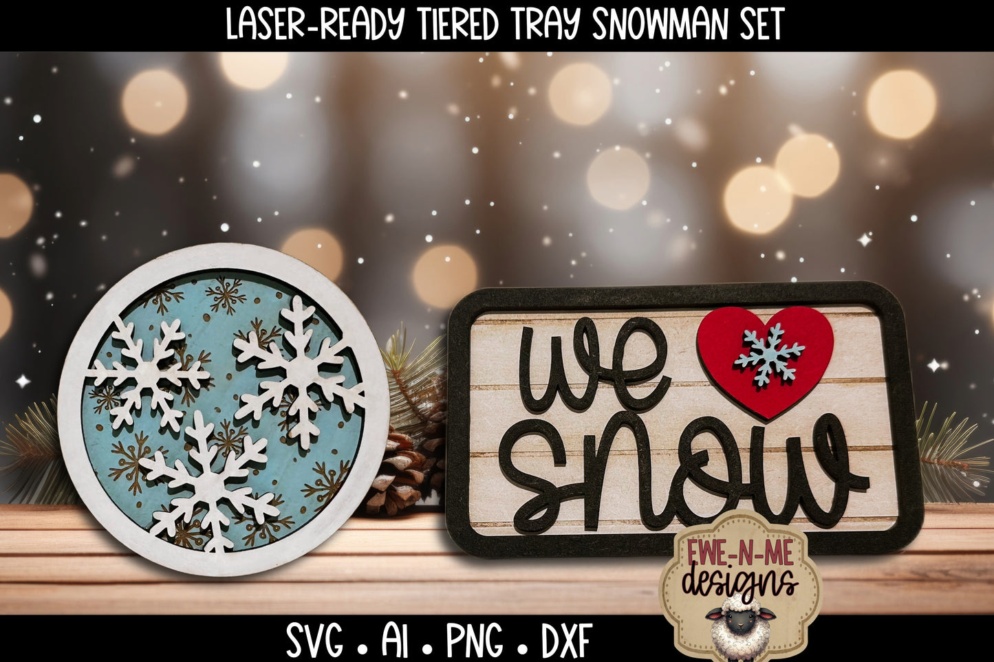 Snowman Tiered Tray Six Designs SVG Set - Laser Cut SVG
