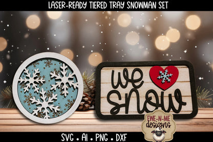 Snowman Tiered Tray Six Designs SVG Set - Laser Cut SVG