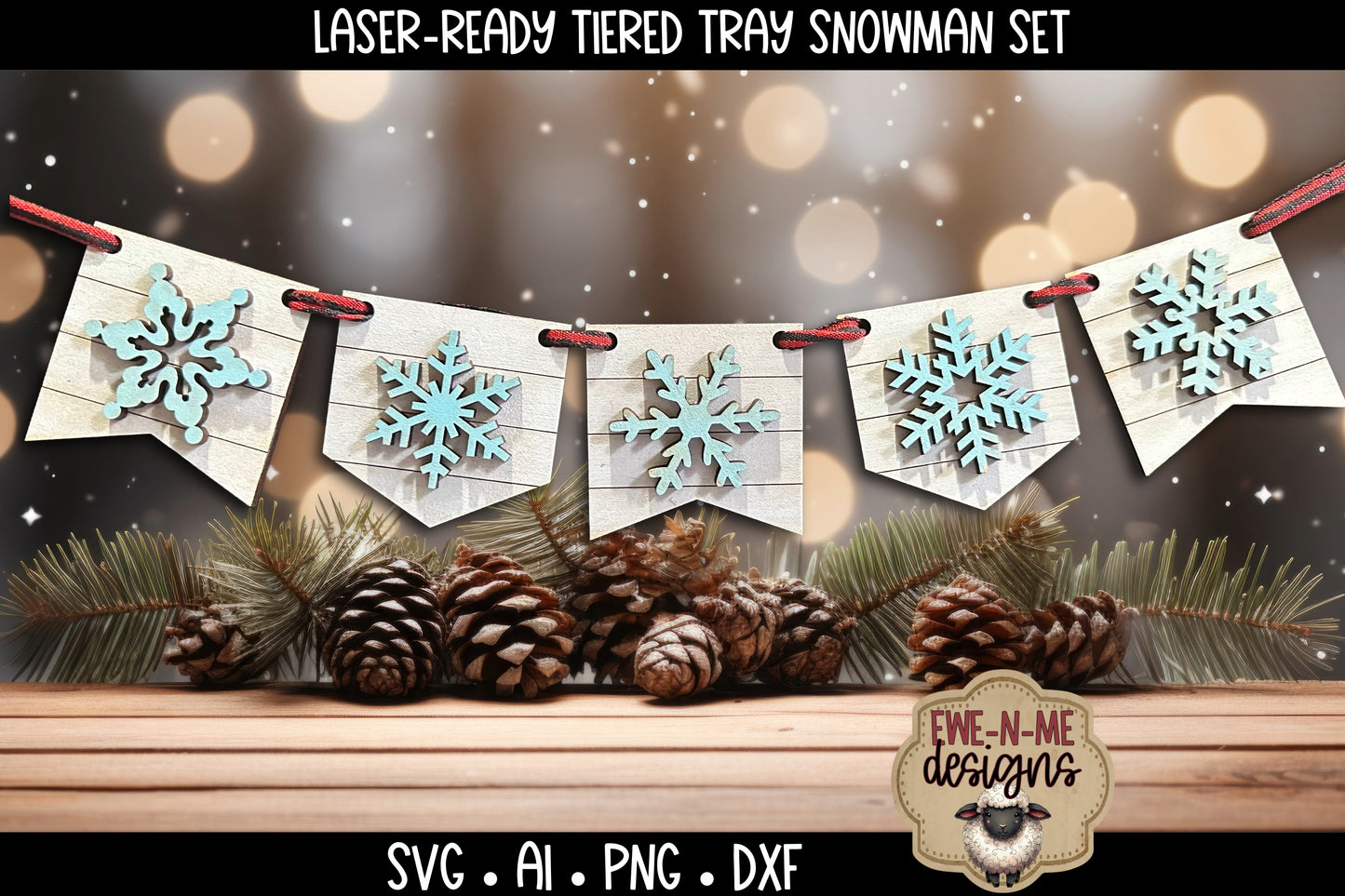 Snowman Tiered Tray Six Designs SVG Set - Laser Cut SVG