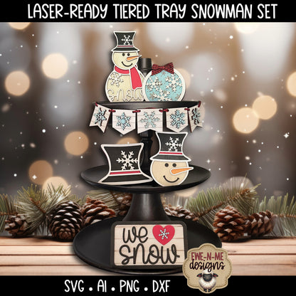 Snowman Tiered Tray Six Designs SVG Set - Laser Cut SVG