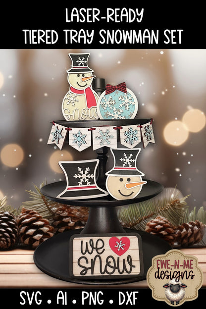 Snowman Tiered Tray Six Designs SVG Set - Laser Cut SVG