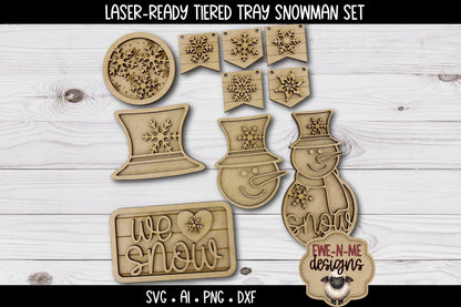 Snowman Tiered Tray Six Designs SVG Set - Laser Cut SVG
