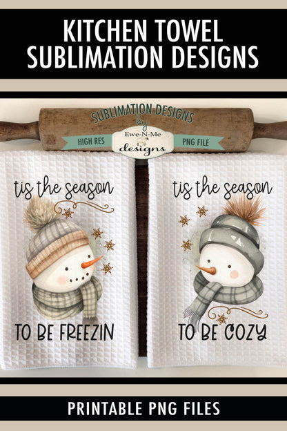 Tis The season Snowman- Kitchen Towel Sublimation Designs