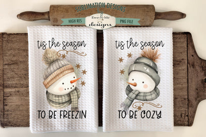 Tis The season Snowman- Kitchen Towel Sublimation Designs