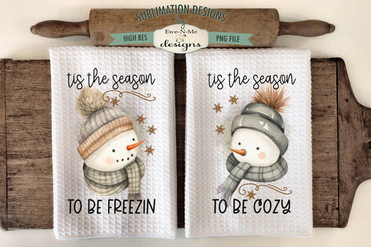 Tis The season Snowman- Kitchen Towel Sublimation Designs