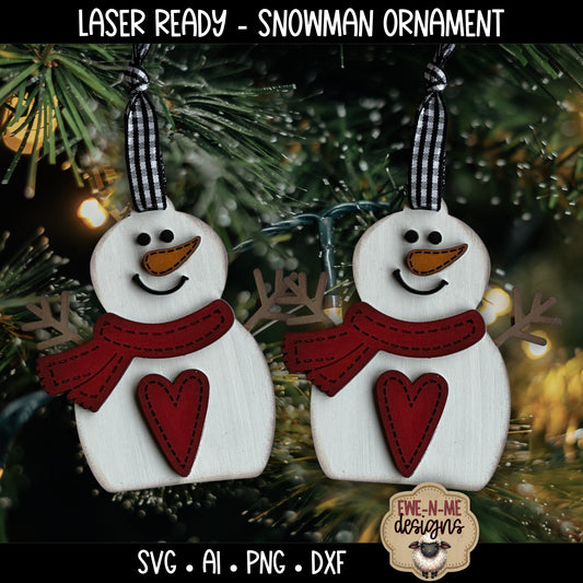 Snowman Heart Ornament | Laser Cut SVG File