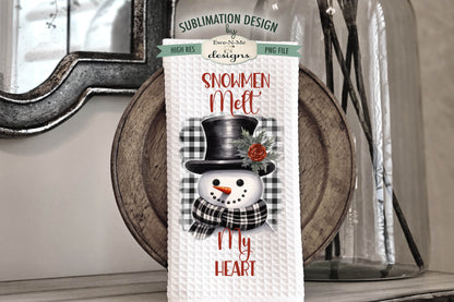 Buffalo Plaid Snowmen - Bundle of 5 - Kitchen Towel Sublimation Designs