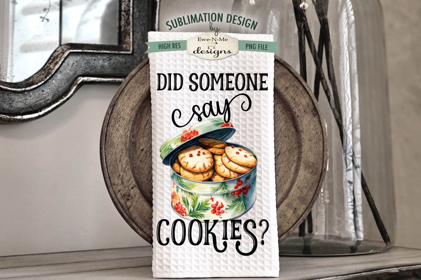 Christmas Cookies in Tins - Kitchen Towel Sublimation Designs