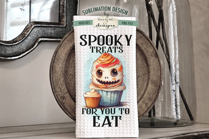 Halloween Mummy Cupcakes - Kitchen Towel Sublimation Designs