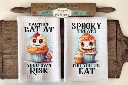Halloween Mummy Cupcakes - Kitchen Towel Sublimation Designs