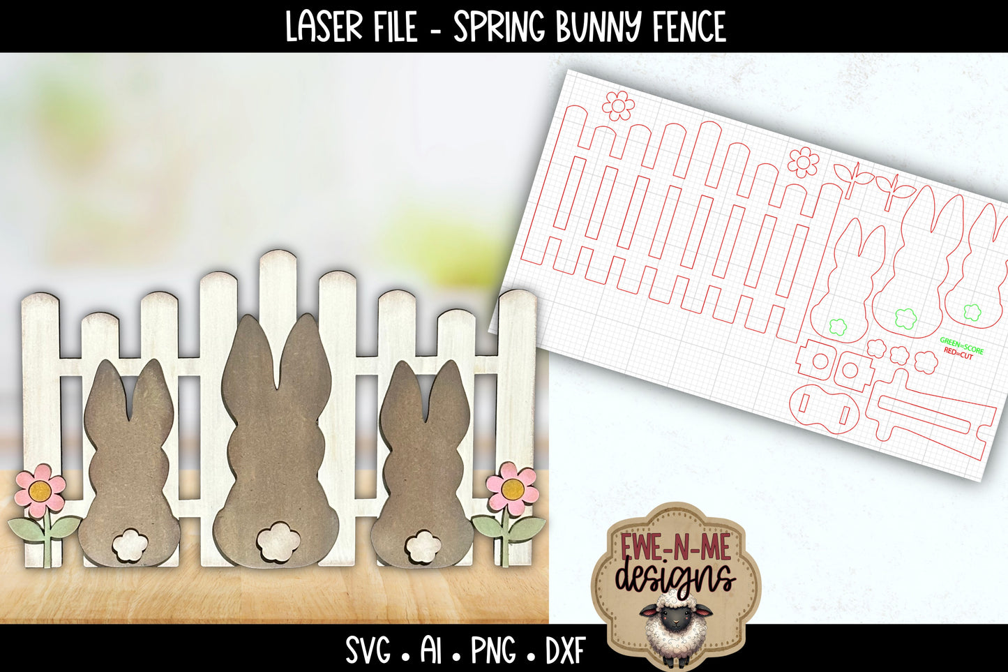 Spring Bunny Fence | Laser Cut SVG File