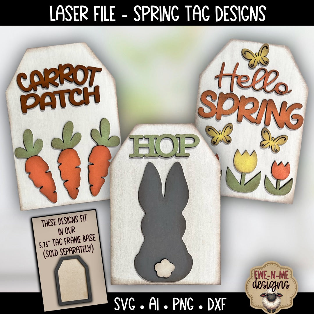 Spring Tag SVG Bundle For Interchangeable Tag Frame | Laser Cut SVG Files