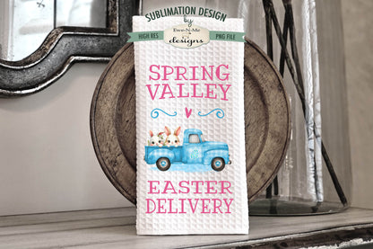 Plaid Easter Trucks Spring Valley - Kitchen Towel Sublimation Designs