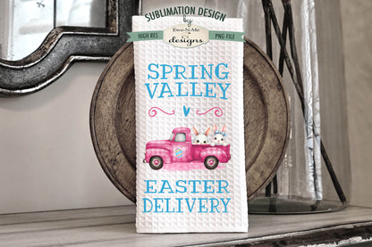 Plaid Easter Trucks Spring Valley - Kitchen Towel Sublimation Designs