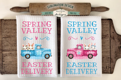 Plaid Easter Trucks Spring Valley - Kitchen Towel Sublimation Designs