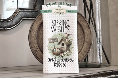 Spring Flowers and Bird Houses - Bundle of 5 - Kitchen Towel Sublimation Designs