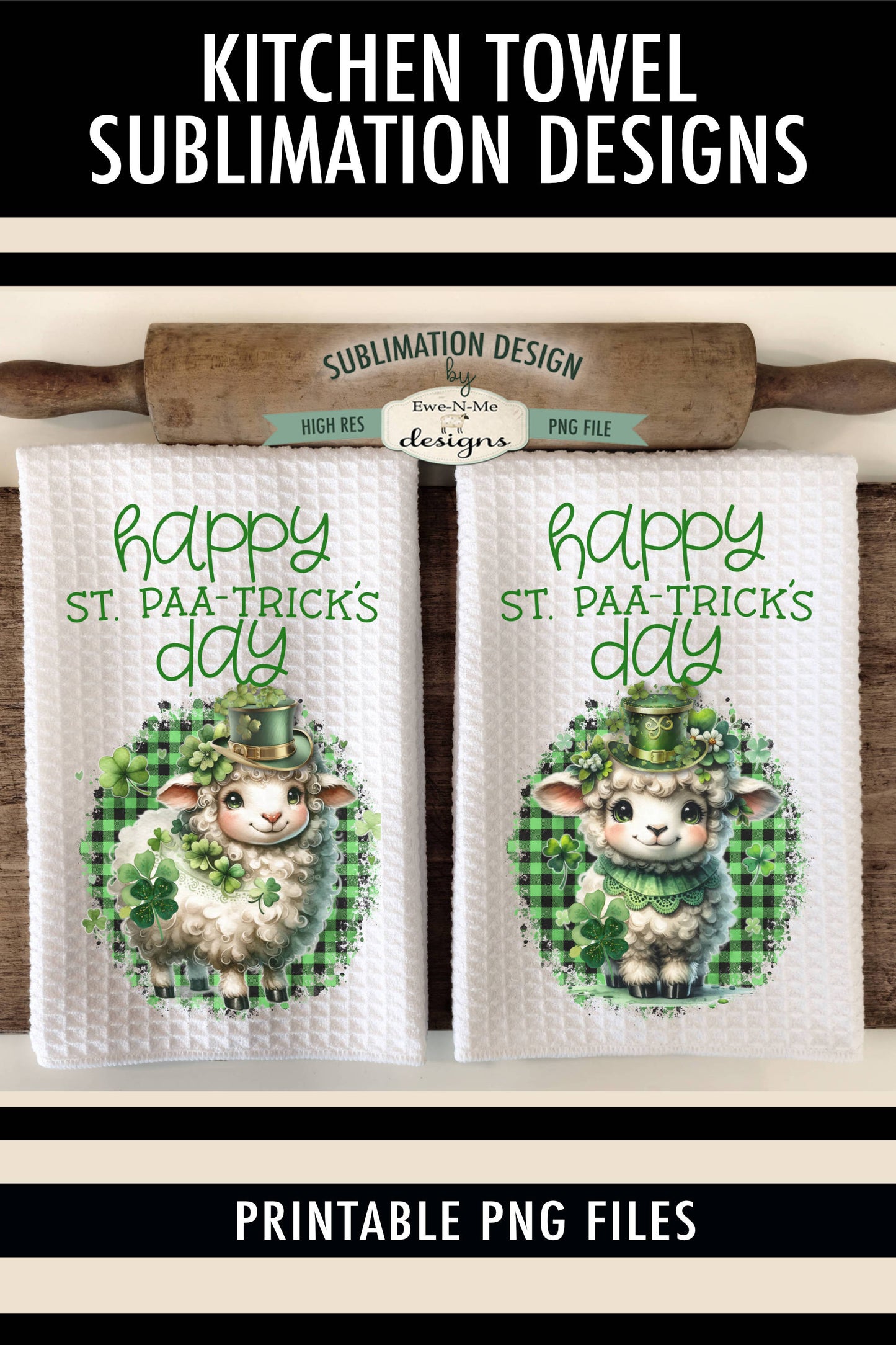 St Patricks Day Sheep - Kitchen Towel Sublimation Designs