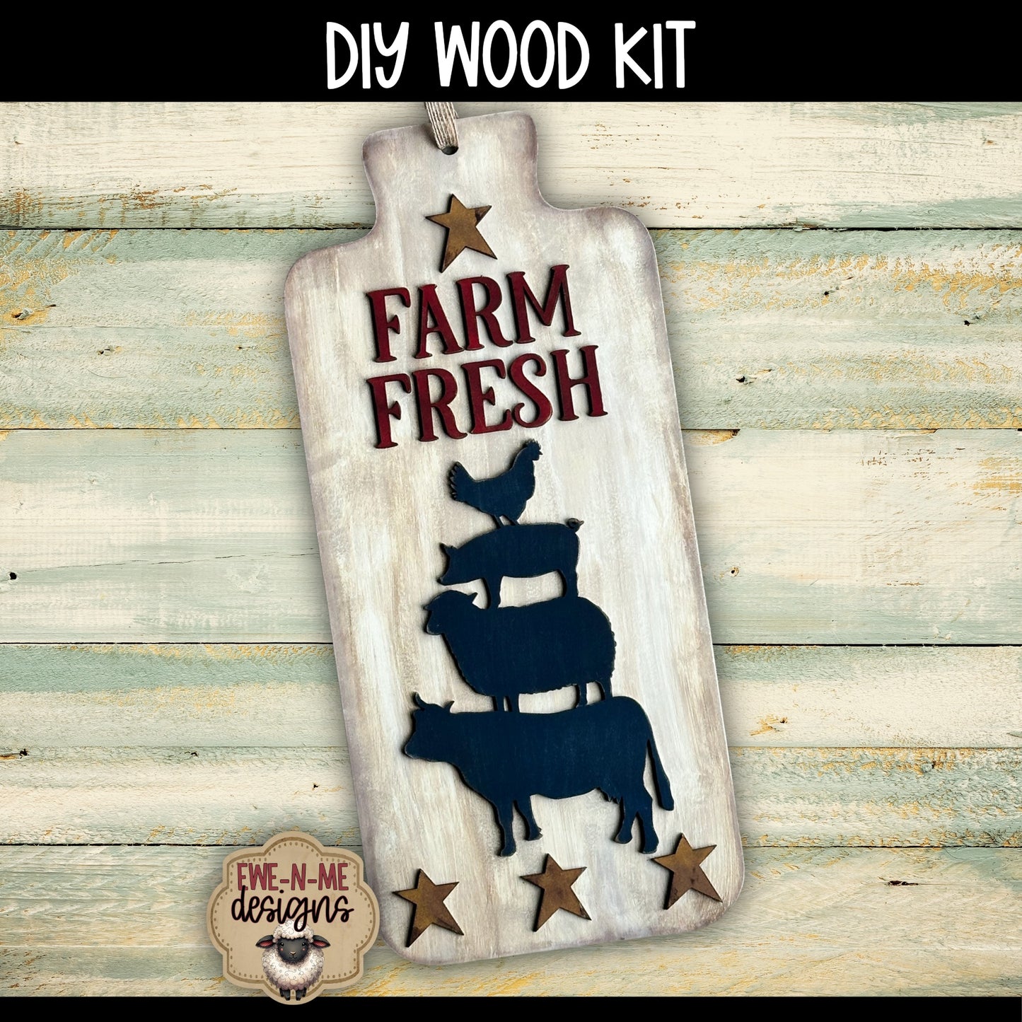 Stacked Farm Animal Sign | DIY WOOD KIT