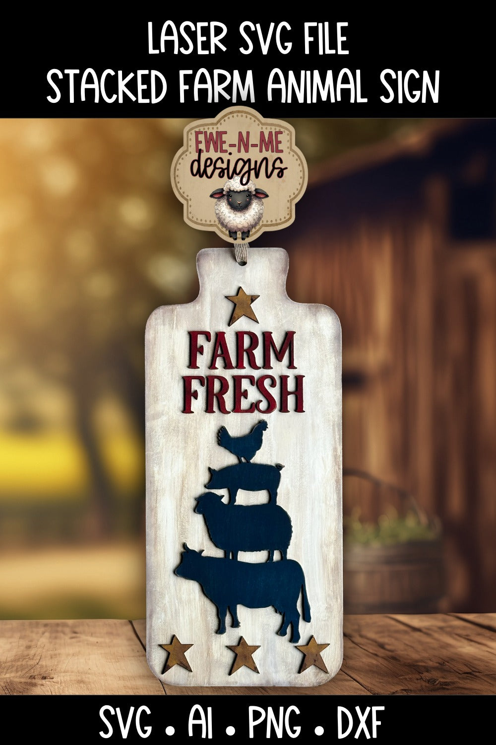 Stacked Farm Animal Sign | Laser Cut SVG File