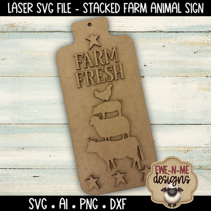 Stacked Farm Animal Sign | Laser Cut SVG File