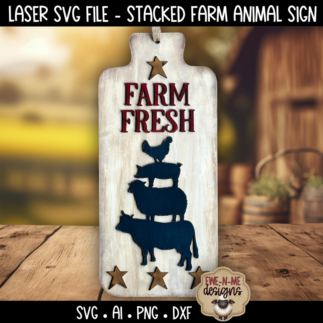 Stacked Farm Animal Sign | Laser Cut SVG File