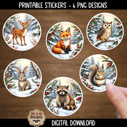 Woodland Animal Ornament Bundle | Laser Cut SVG File + Printable PNG Files with Bonus Sticker File