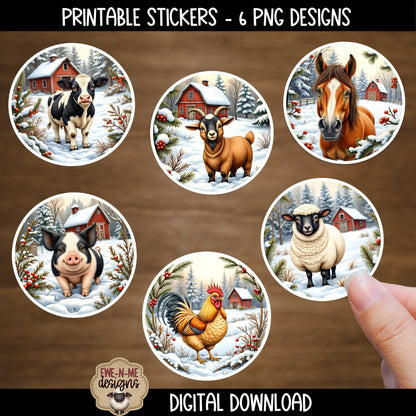 Farm Animal Ornament Bundle | Laser Cut SVG File + Printable PNG Files with Bonus Sticker File