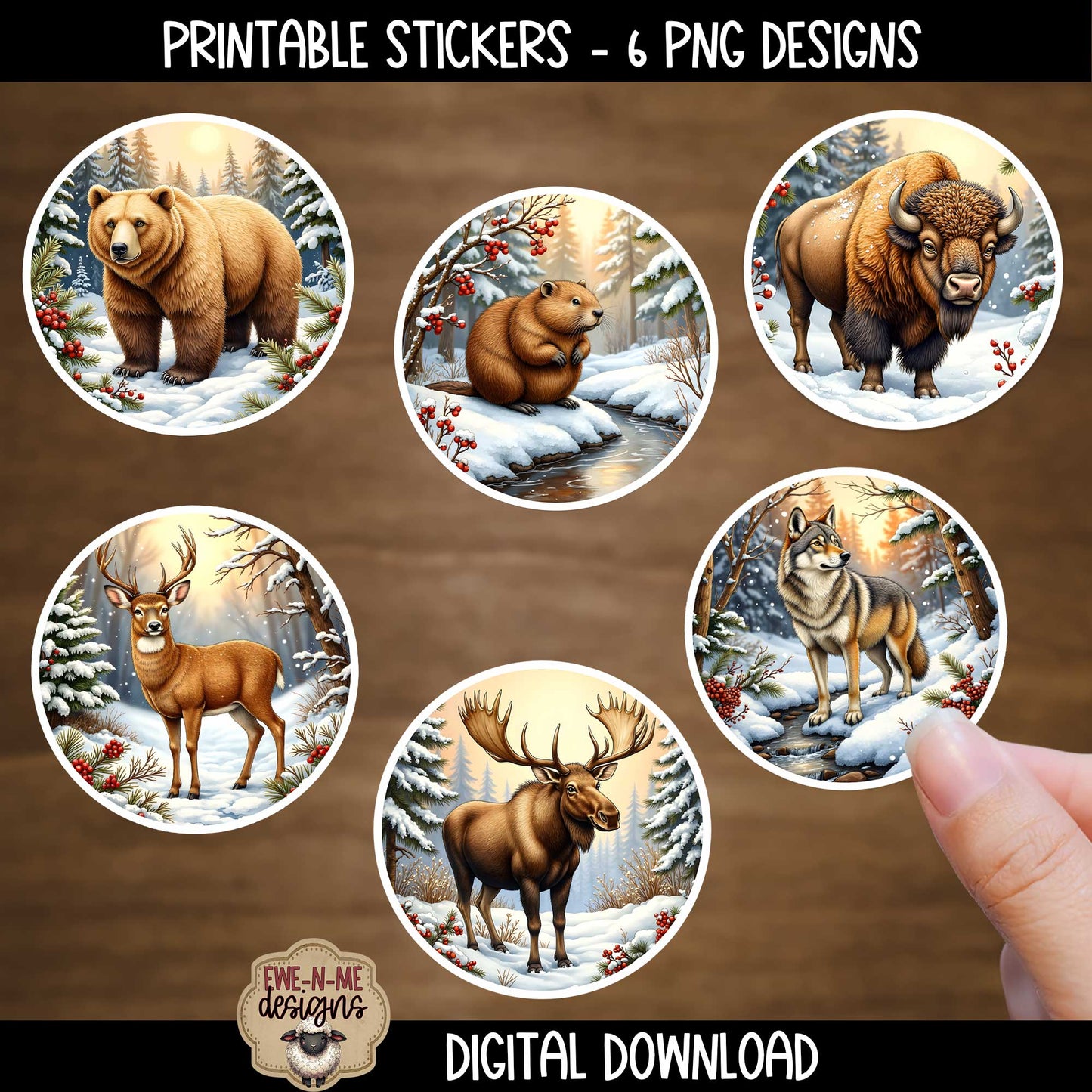 Northwoods Animal Ornament Bundle | Laser Cut SVG File + Printable PNG Files with Bonus Sticker File