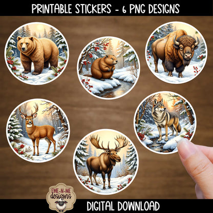 Northwoods Animal Ornament Bundle | Laser Cut SVG File + Printable PNG Files with Bonus Sticker File