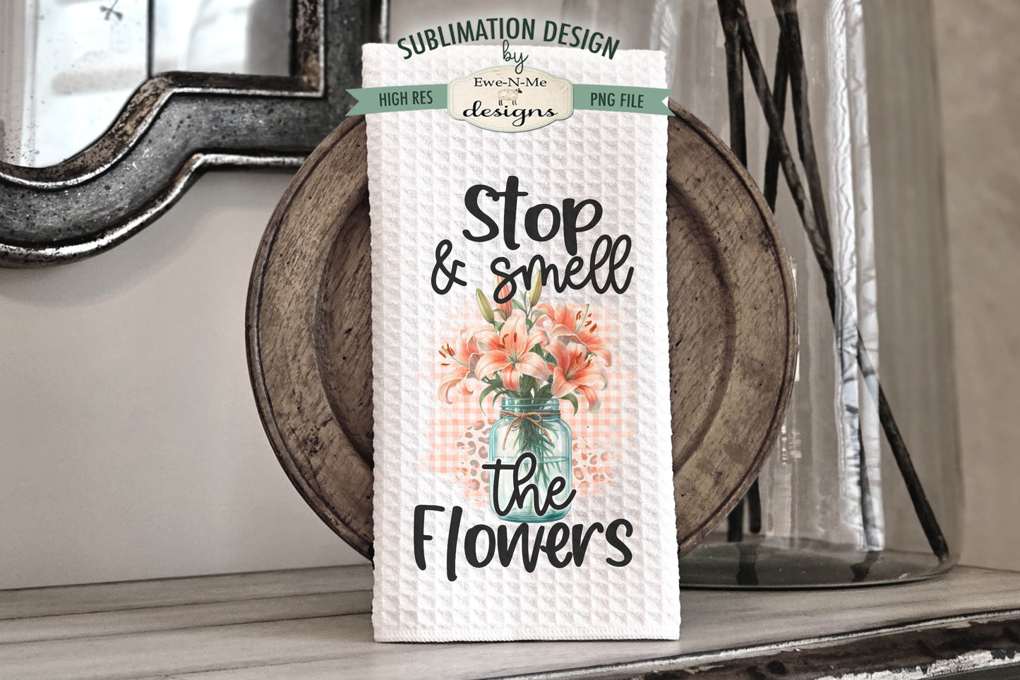 Assorted Flowers In Mason Jars - Bundle of 10 - Kitchen Towel Sublimation Designs