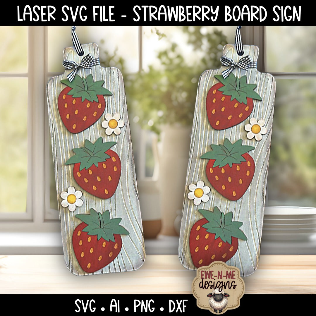 Tall Strawberry Board Sign | Laser Cut SVG File
