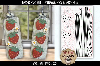 Tall Strawberry Board Sign | Laser Cut SVG File