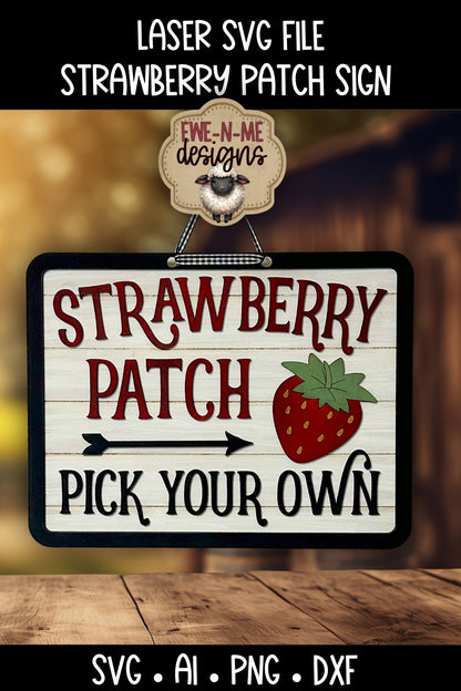Strawberry Patch Sign | Laser Cut SVG File