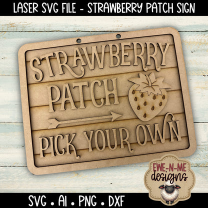Strawberry Patch Sign | Laser Cut SVG File