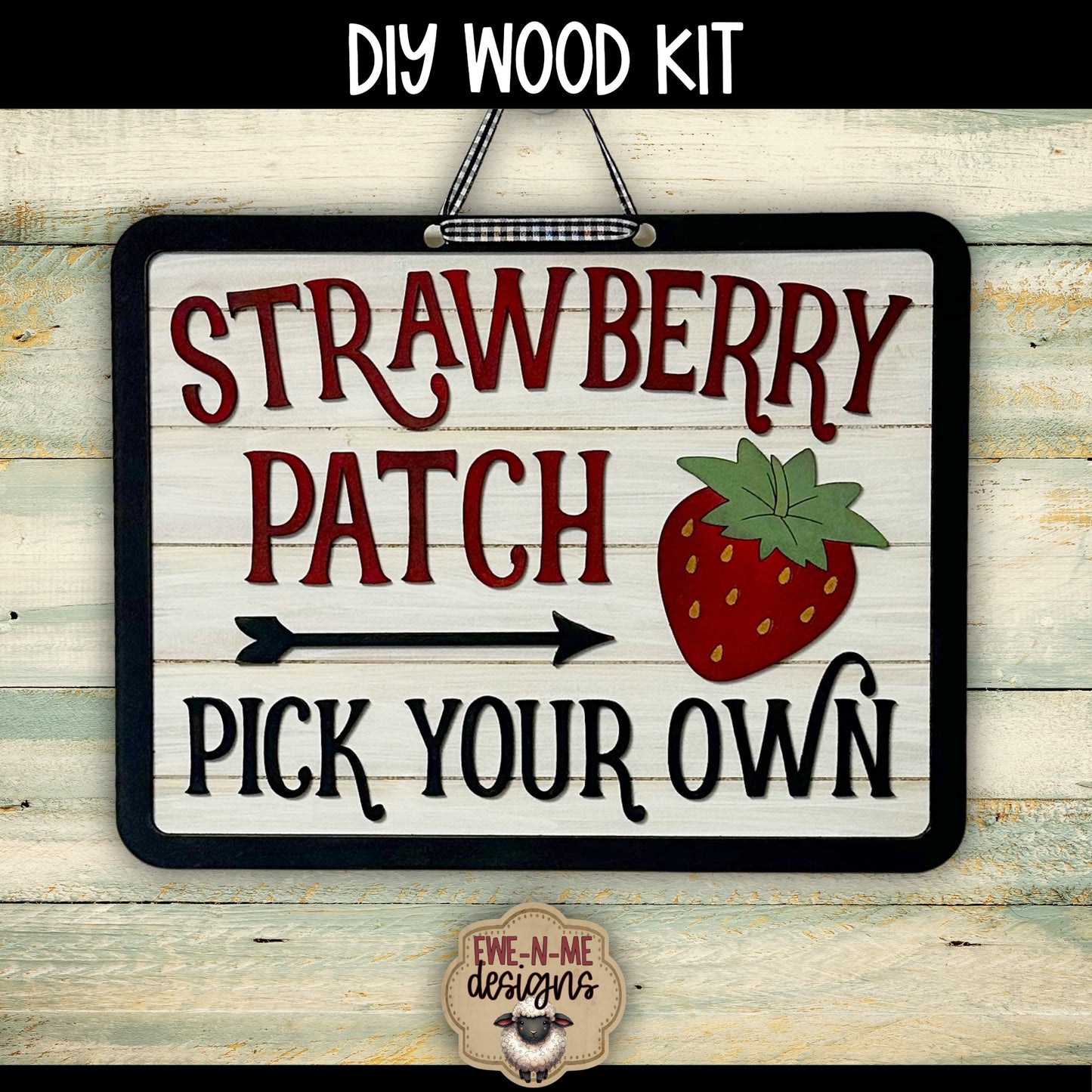 Strawberry Patch Shiplap Sign | DIY WOOD KIT