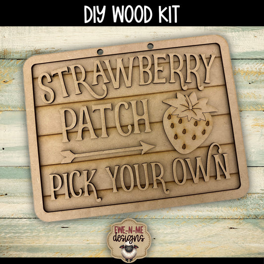 Strawberry Patch Shiplap Sign | DIY WOOD KIT